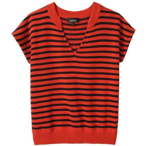 A.P.C. Sweaters - A.P.C. Striped Cap Sleeve Sweater